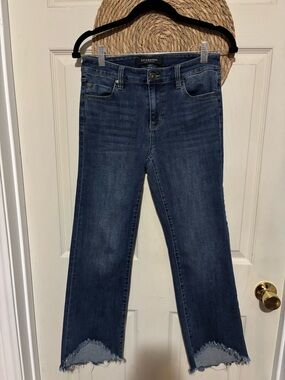 Liverpool Medium Blue Raw Hem Cropped Straight Jeans - Liverpool